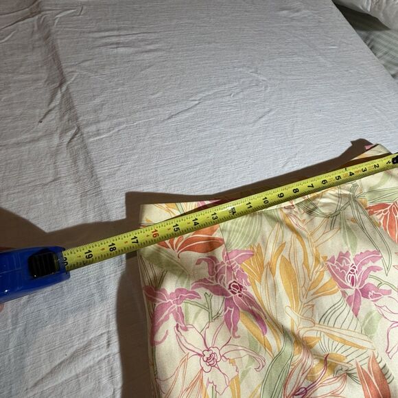 Talbots Pants Women's Size 14 Yellow Silk Floral Lined High Waist Strait Leg - Picture 6 of 8